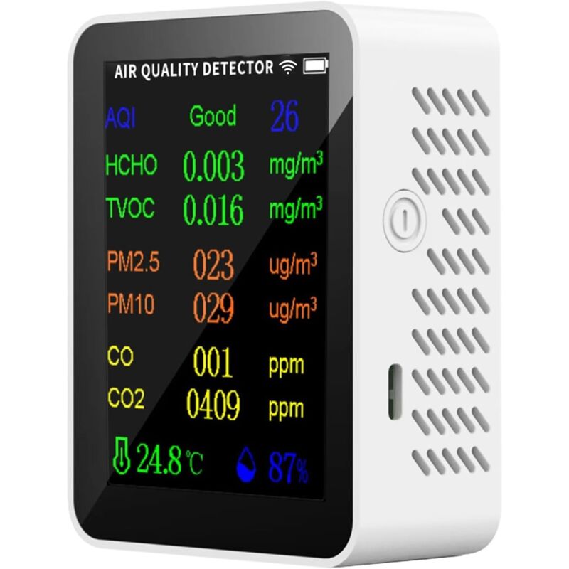 Testeur d'air de haute précision - Moniteur de qualité de l'air - Formaldéhyde professionnel - Température et humidité - Détecteur de pollution de