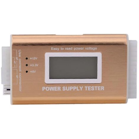 Testeur d'alimentation numérique LCD pour PC, 20/24 broches, 4 alimentations pour ATX et BTX - Or