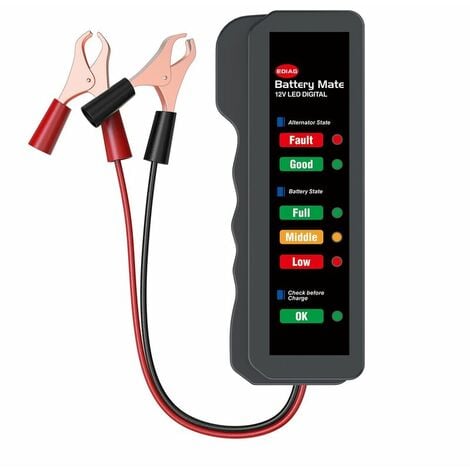 LUCKY-88 Testeur d'alternateur de batterie de voiture 12V LED Alternateur de condition de charge de batterie numérique avec analyseur de cuivre