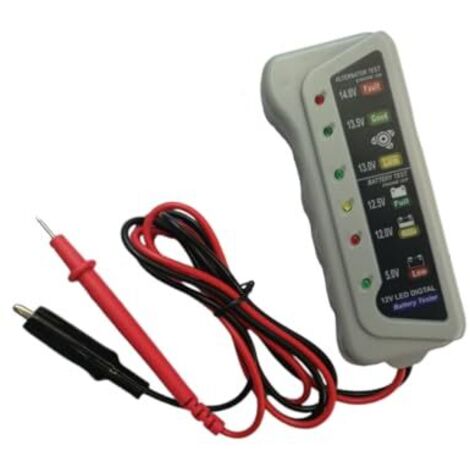 Testeur de Batterie 12V Numérique Analyseur Système Charge, Indicateur LED Couleur, Protection Anti-Inversion, Outil Diagnostic pour Auto et Camping-Car -