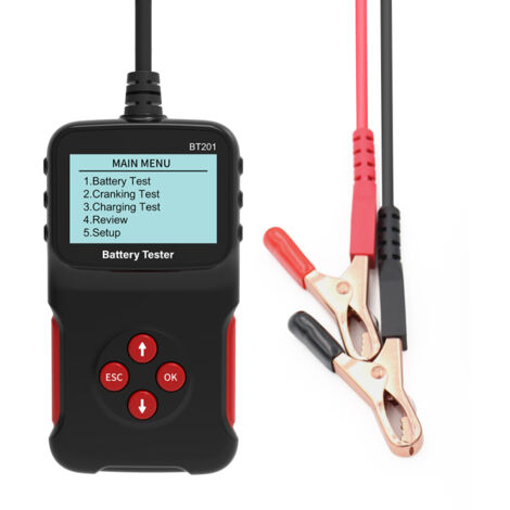 Testeur de batterie 12V numérique avec analyseur, capacité de démarrage à froid (CCA) 100-2000, voltmètre et écran LCD pour voitures, camions, motos