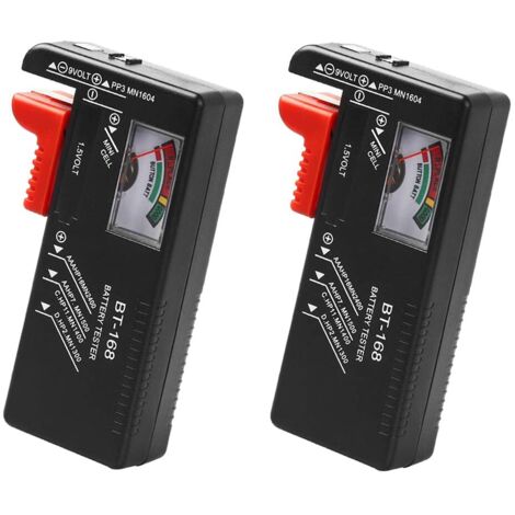 Testeur de batterie 2 Pack, vérificateur de batterie universel pour piles à piles à boutons AA/AAA/C/D / 9V / 1.5V testeurs de niveau de vie de batterie domestique moniteur de puissance (ne nécessite 