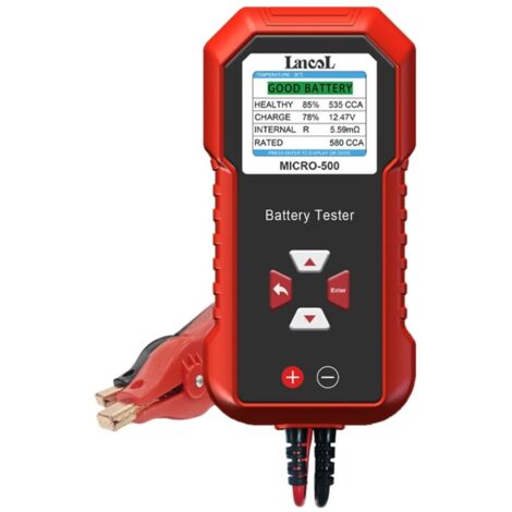 Testeur de Batterie AUTO 12V 24V. 40-3000 CCA 3-360Ah Testeur d’alternateur automobile Analyseur de batterie numérique pour Voiture/Camion/Moto/ATV/SUV/Bateau/Yacht