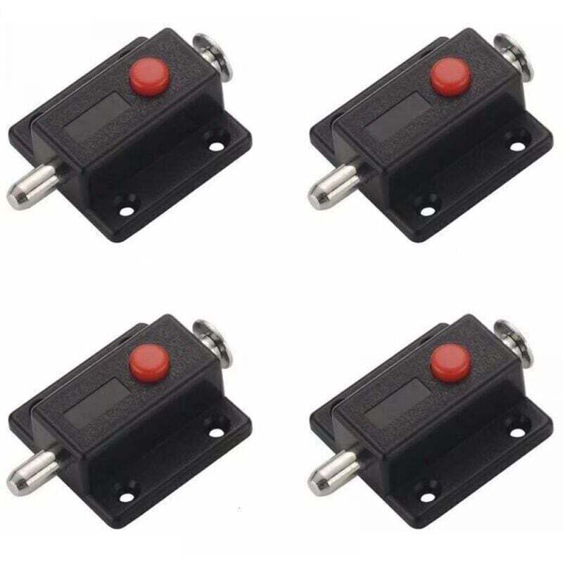 SNQ – Loquet à glissière de sécurité noir – Acier inoxydable et plastique écologique – 4 pièces pour portes et fenêtres – Installation facile