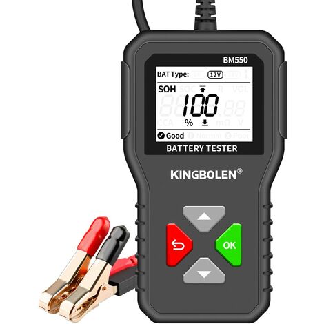 Testeur de Batterie AUTO 6V 12V 24V,BM550 100-2000 CCA 2-200Ah Testeur d’alternateur automobile Analyseur de batterie numérique pour Voiture/Camion/Moto/ATV/SUV/Bateau/Yacht