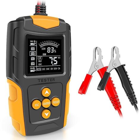 Testeur de batterie automobile pour batteries VRLA, gel et AGM 12 V et 24 V avec prise de charge au démarrage et fonction de diagnostic