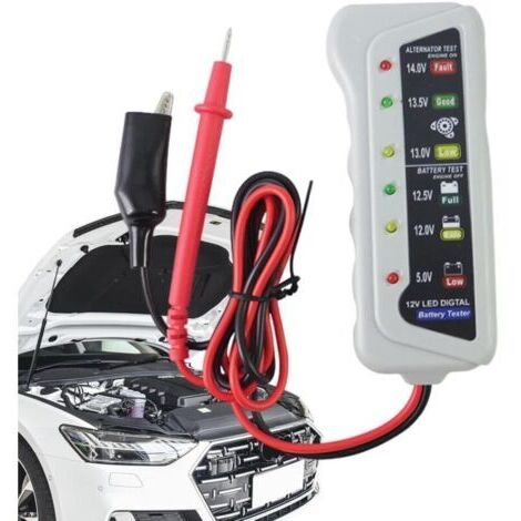 Testeur de batterie automobile,Voyant LED haute précision 6V 12V Analyseur de batterie automatique - Testeurs de tension avec poignée ergonomique, vérificateur de batterie automobile pour