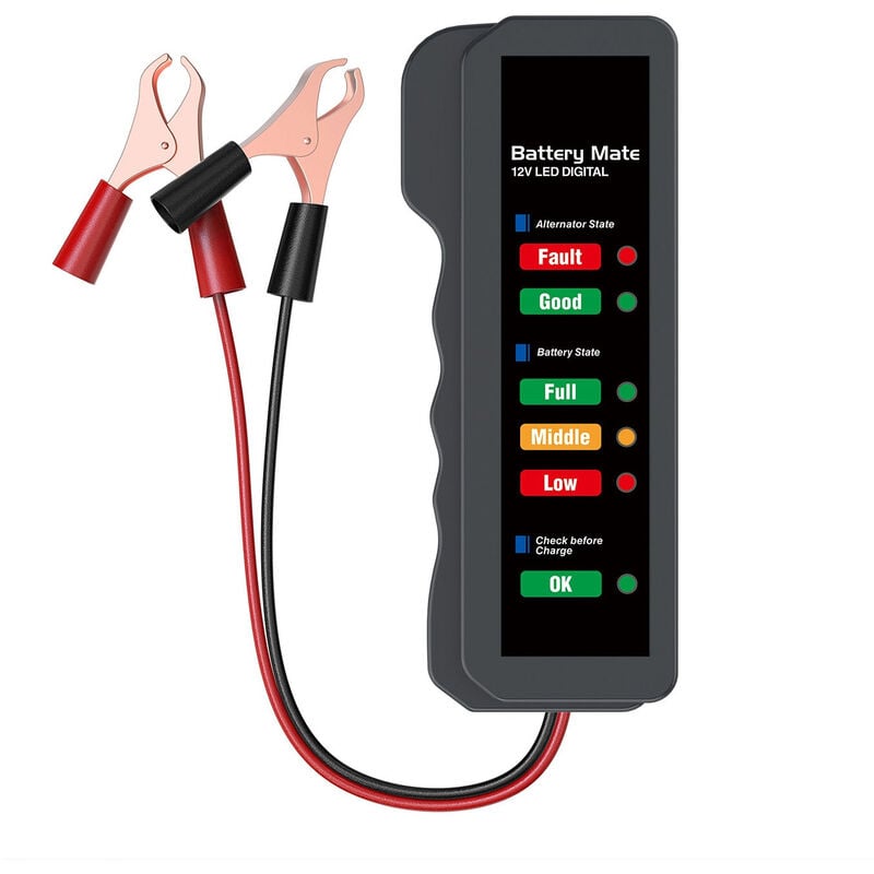 Csparkv - Testeur de batterie de voiture 12 v - Analyseur numérique automatique - Outil de test d'alternateur automobile - 6 écrans led - Testeur