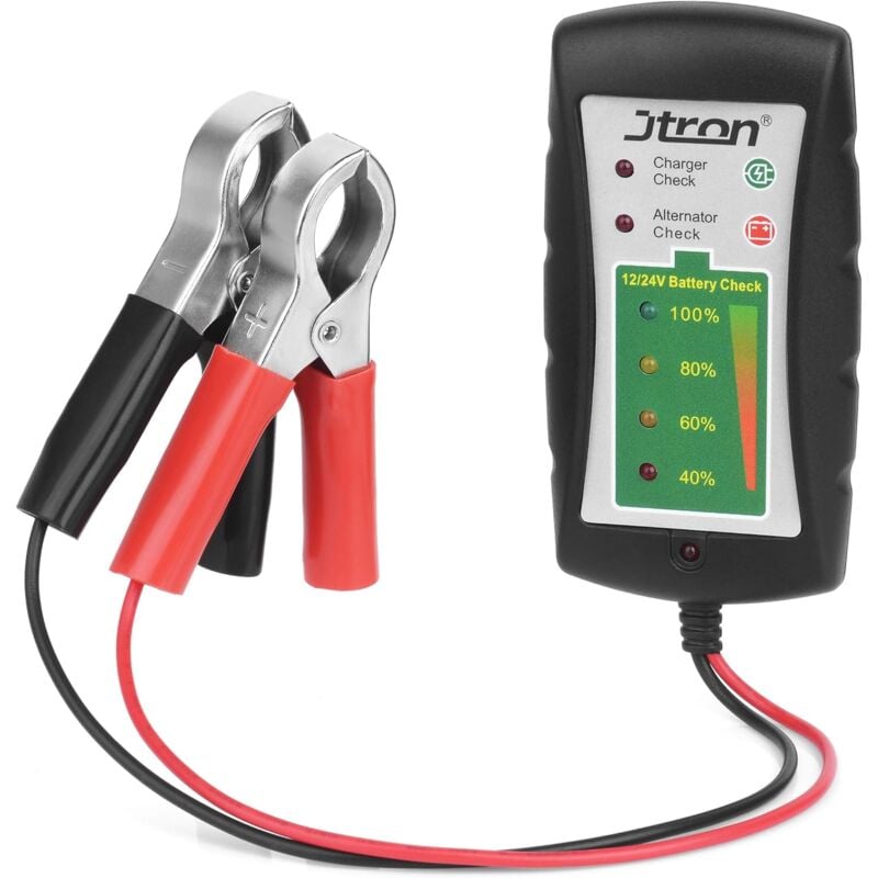 Testeur de Batterie de Voiture 12/24 V DC avec alternateur LED pour Voiture, Moto, Camion, Batterie