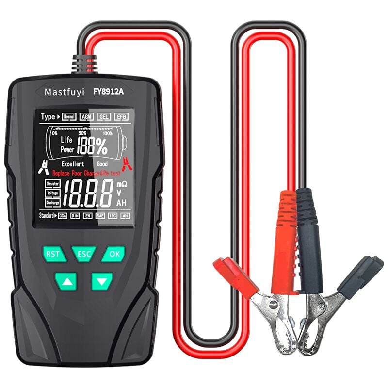 Testeur de batterie de voiture, analyseur de batterie automatique numérique 12 V 24 V, outil de diagnostic d'alternateur automobile 50-2000 CCA,