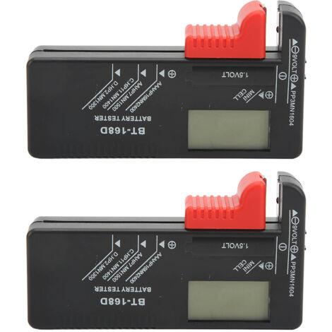 Testeur de batterie numérique BT-168D - Lot de 2 unités pour piles AA, AAA et 9V - Affichage capacité précise
