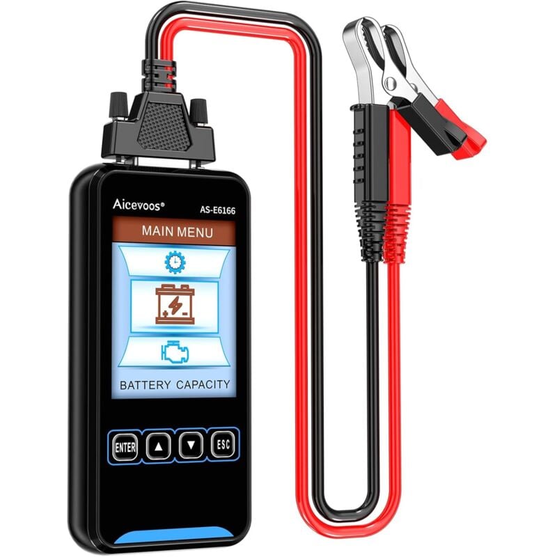 Testeur de Batterie, Testeur Batterie Voiture, 100-2000 CCA Testeur de Batterie pour Auto Testeur de Batterie 12V/24V Testeur Batterie
