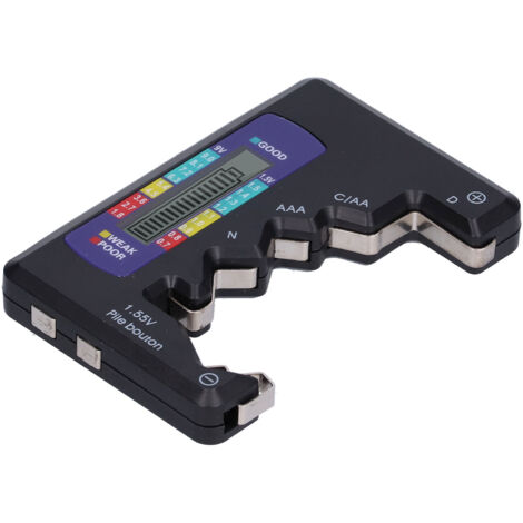 Testeur de Batterie Universel - Contrôleur de Capacité pour Piles D, C, AA, AAA, 9V et Bouton Noir