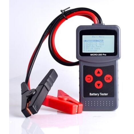 Testeur de Batterie Voiture 12V 40-2000CCA 3AH-220AH interface (Français/Anglais Allemagne/Espagnol) pour Moto, Motoneige, Coffre, Voiture, etc. -