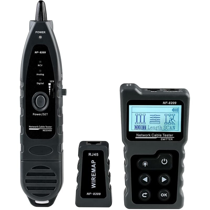 Testeur de câble avec traqueur de fil PoE multifonction pour câble réseau NF-8209 avec contrôle de câble lan sans contact pour Cat5 Cat6 Tracker
