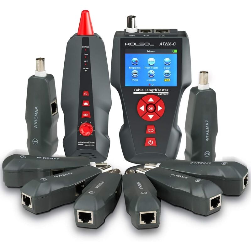 Testeur de câble réseau, AT226-C NF-8601W Testeur de câble LAN Ethernet RJ45 UTP STP Diagnose Tone Tracer Testeur de longueur de câble réseau pour