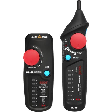 Testeur de câble réseau FWT82 Tracker de Fil de câble de câble de réseau Double Mode Rj45 rj11 Toner Toner Ethernet LAN Tracer Analyzer Détecteur Line Finder pour téléphone, Ethernet, vidéo
