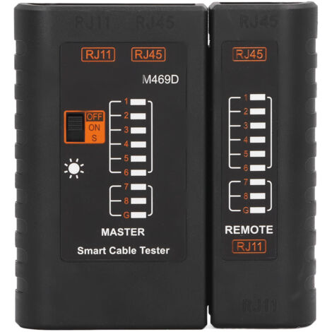 Testeur de Câble Réseau LED Portable, Détection Précise RJ45 RJ11 pour Câbles LAN, Boîtier ABS Noir