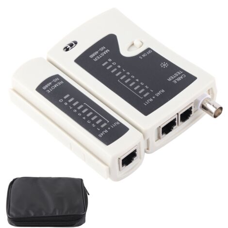 Testeur de Câble Réseau Universel RJ45 RJ11 avec Poche de Rangement, Alimentation DC 9V, Modèle NS-468B