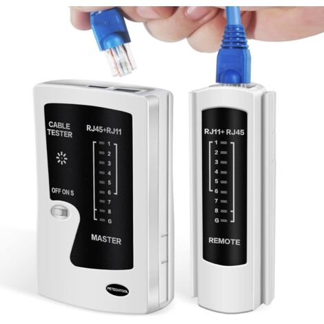 Testeur de Câbles Ethernet Réseau, Compatible avec Câbles LAN RJ45 Cat5 Cat5e Cat6 Cat6a Cat7 UTP/Bobinés et Câbles RJ11 RJ12