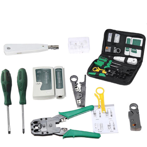 Testeur de câbles réseau LAN 9 en 1, pince à sertir, Kit d'outils manuels Cat5 RJ45 RJ11 RJ12, dénudage pour tester les connecteurs Ethernet