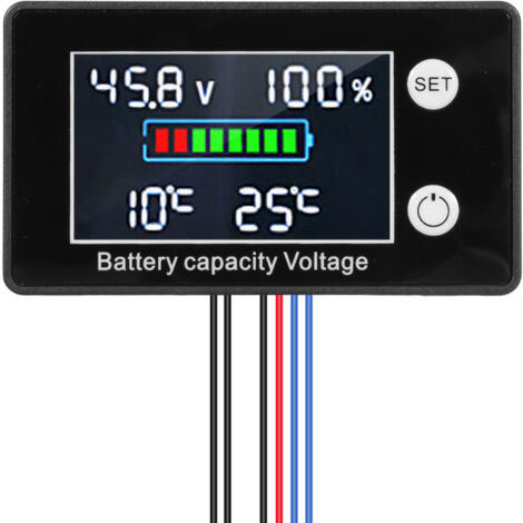 Testeur de capacité de batterie 9V-100V avec écran LCD rétroéclairé et voltmètre numérique pour batteries lithium-ion ternaires, au plomb-acide et lithium-fer-phosphate