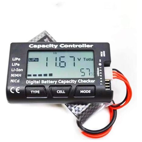 Testeur de capacité de Batterie numérique, Capacité de la Batterie de Tension Vérificateur Contrôleur Testeur avecEcran LCD, pour LiPo Vie NiMH Li-ION