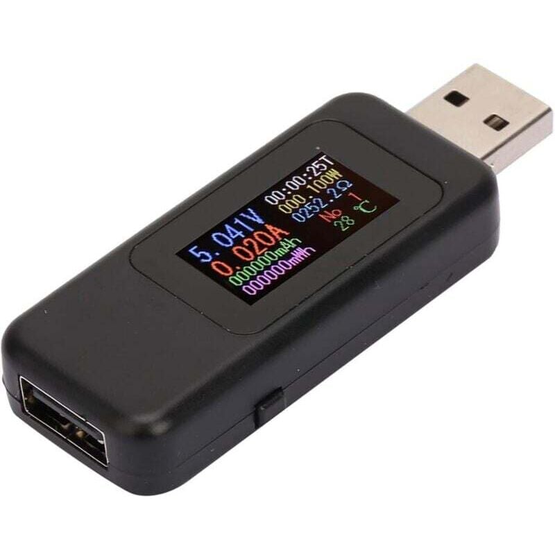 Image of Testeur de Chargeur USB avec Affichage LCD Voltmètre Ampèremètre Numérique DC 4 30V Noir