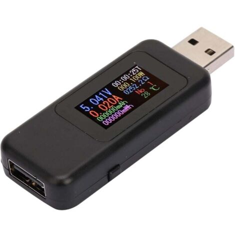 Testeur de Chargeur USB avec Affichage LCD Voltmètre Ampèremètre Numérique DC 4 30V Noir