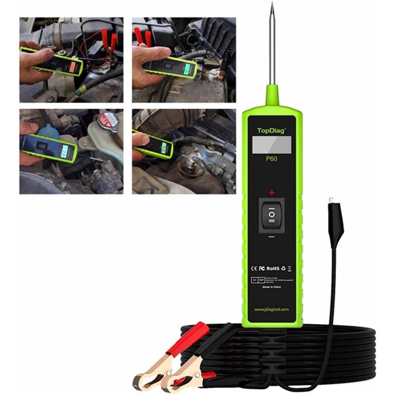 Rosvola - Testeur de circuits fonctionnement pour voiture - 6-30 v - Avec lumière led - Suivi du circuit court - Location et alarme buzzer - Test de