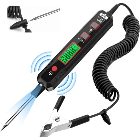 Testeur de circuits intelligent, testeur de tension 0,8V-100V DC avec rétroéclairage, lampe de test numérique avec lampe de poche, Stylo testeur de tension pour voiture et camion