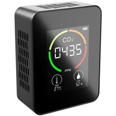 Testeur de CO2, thermomètre et hygromètre portable 3 en 1, noir