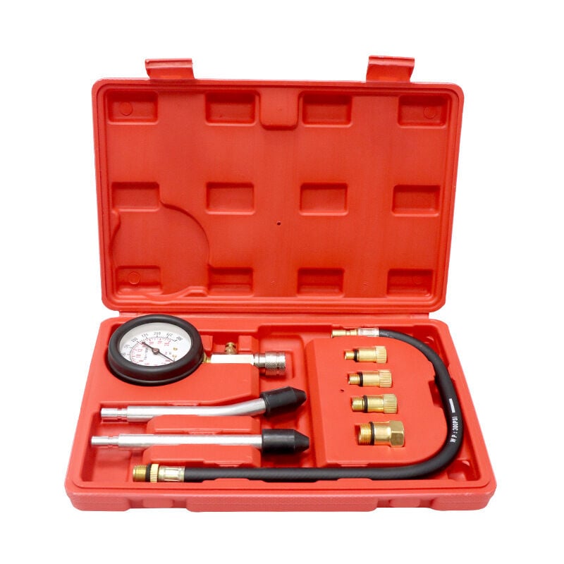 Ahlsen - Testeur de Compression, Coffret de compressiomètre Set de compresseur pour Tous Moteurs Deux Kfz M10 M12 M14 M18 0-20 bar & 0-300 psi