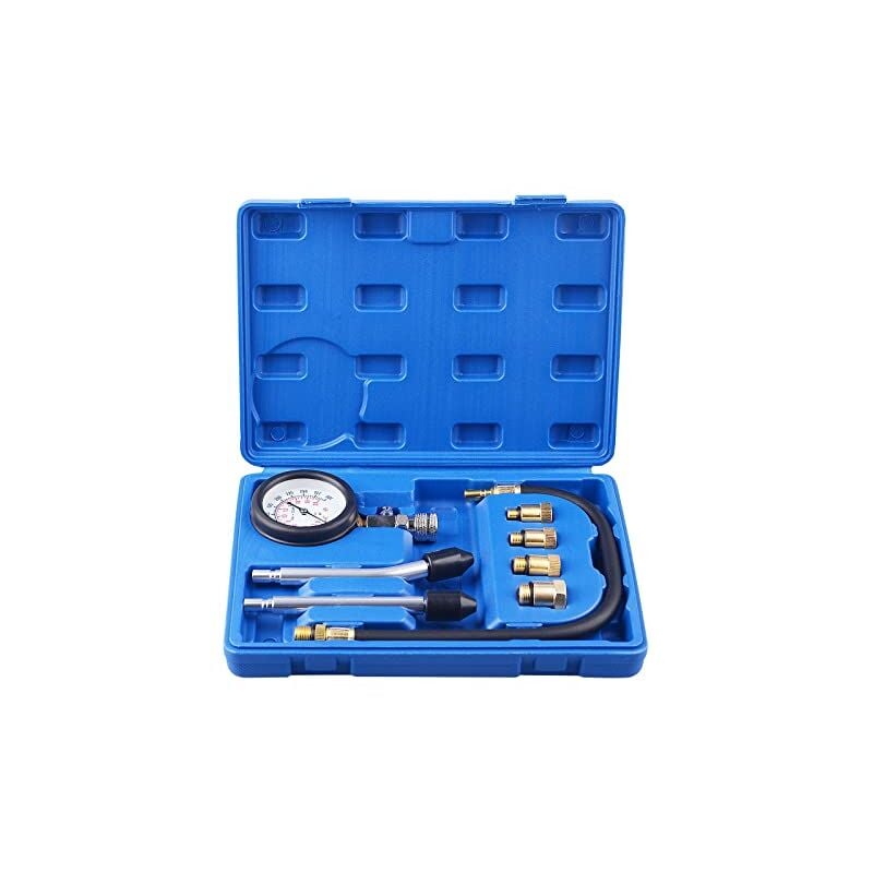 Testeur de Compression, Coffret de compressiomètre Set de compresseur pour Tous Moteurs Deux Modes de Test: Bar et PSI