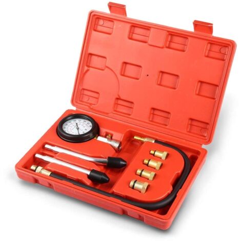 LONGZIMING Testeur de compression pour Voiture/ Poids lourd Moteurs à essence, 0-21 bars 9-Pièces Kit