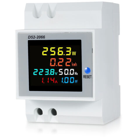 Testeur de compteur d'énergie monophasé numérique 6 en 1 D52-2066, montage sur rail DIN, moniteur de tension, courant, facteur de puissance, consommation active (kWh), 250 V à 450 V CA, 100 A