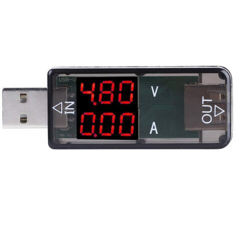 Testeur de multimètre USB 2.0, wattmètre USB, banque d'alimentation pour téléphone LCD couleur pour la détection de tension, mesure de puissance, test de courant de produits électroniques(black)