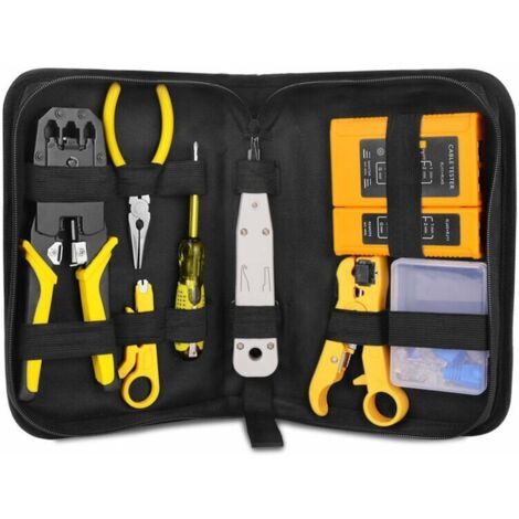 Testeur de Network Câble, Ensemble d’Outils de Réseau, Pince à Sertir de Fil RJ45/11/12 Réseau d'Outils, Réparation de Réseau/Maintenance de Ordinateur/Testeur de Câble LAN