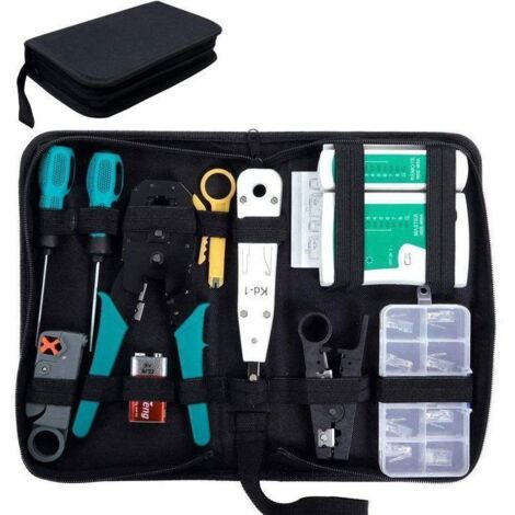 Testeur de Network Réseau Cable - Kit d\'Outils Réseau 12 pièces - pour Installation et Réparation d\'Ordinateurs et Câblage Ethernet