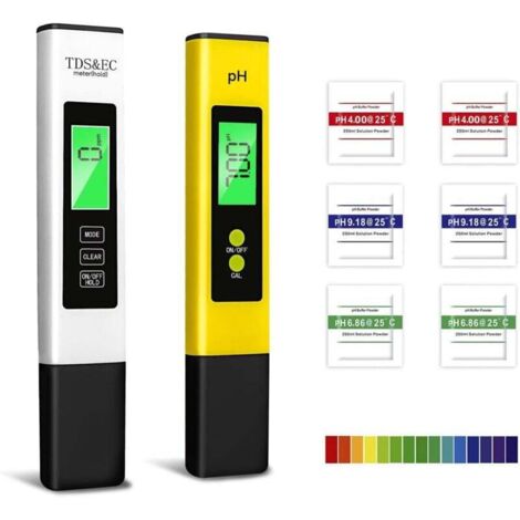 Testeur de pH, analyseur de qualité de l'eau de piscine 4 en 1 avec rétroéclairage, testeur combiné TDS/EC/température, pH-mètre de haute précision avec résolution de 0,01, adapté pour XXW