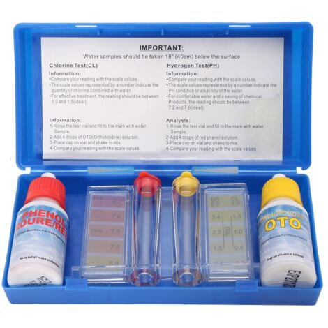 testeur de ph détecteur de qualité d'eau de piscine agent de test de concentration de chlore résiduel OTO test acide-base boîte d'analyse de la qualité de l'eau