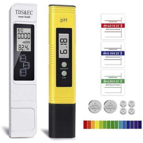 Testeur de pH électronique, TDS, pH, EC, température, ensemble 4 en 1 pour piscine, aquarium, système d'osmose inverse, laboratoire