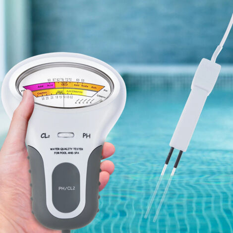 Testeur de pH et de chlore 2 en 1 PC-102 - Appareil de test de qualité d'eau CL2 pour piscine et aquarium
