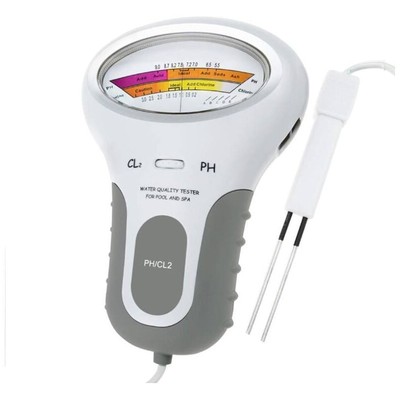 Coocheer - Testeur de pH et de Cl2 2 en 1, testeur de niveau de qualité de l'eau pour piscine, spa, moniteur de qualité de l'eau