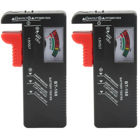 Testeur de Piles Bouton Portable - Vérificateur de Niveau pour Piles AA AAA 1.5V 9V - 2 Pièces