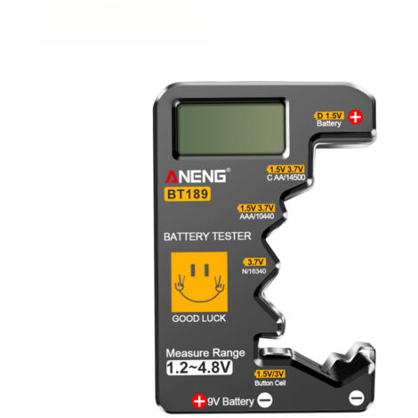 Testeur de piles BT189 pour C, AA, AAA, D, N, 9V, 6F22, 1,5V, 3V (piles boutons)