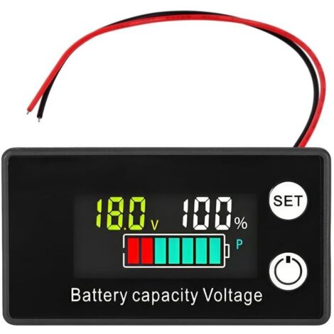 Testeur de Piles, DC 12V 24V 36V 48V 72V Compteur Batterie Alarme Température, Testeur de Batterie, Jauge de Carburant de Batterie au Plomb, Moniteur D'indicateur de Batterie au Lithiumion