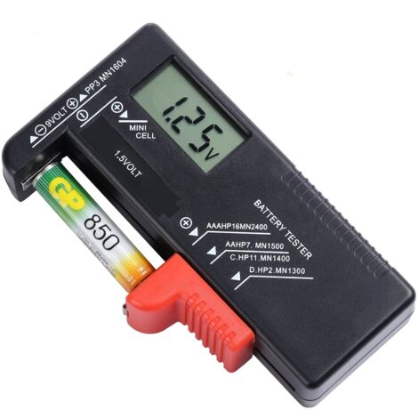 Testeur de Piles numérique pour AA, AAA, C, D, PP3, 9V, 1.5V, Piles Bouton - Fonctionne sans Pile