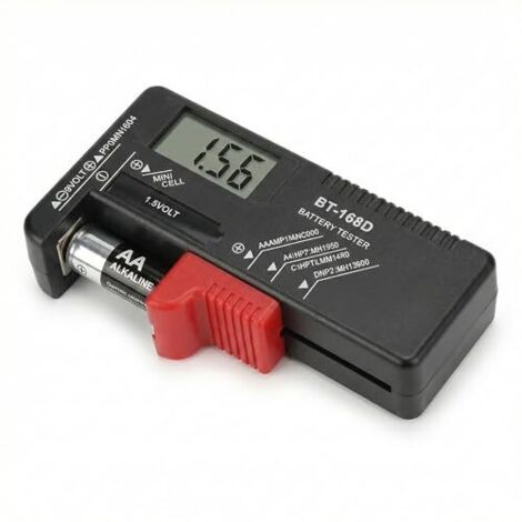 Testeur de Piles Numérique Universel (BT-168D), Vérificateur Batterie avec Écran LCD Précis pour AA AAA C D 9V (Contacts Latéraux) et Boutons 1.5V -