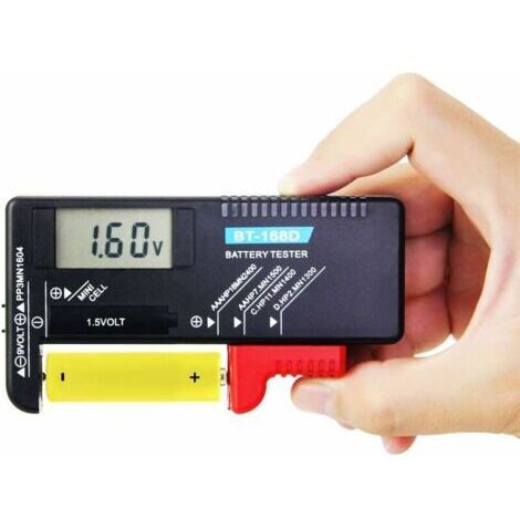 Testeur de Piles numérique Vérificateur de batterie Vérificateur de volt Testeur de Piles Universel Pour AA, AAA, C, D, 9V, 1.5V, Pas Besoin de L'alimenter Par Pile, Ensoleillé